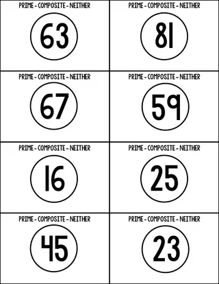 Math Flash Cards | Prime & Composite – sample page 2