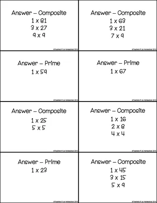 Math Flash Cards | Prime & Composite – sample page 3