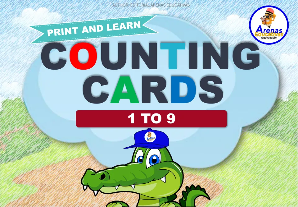 Cover of the fish-themed counting card set, labeled “Print and Learn,” “Counting Cards,” and “1 to 9.”