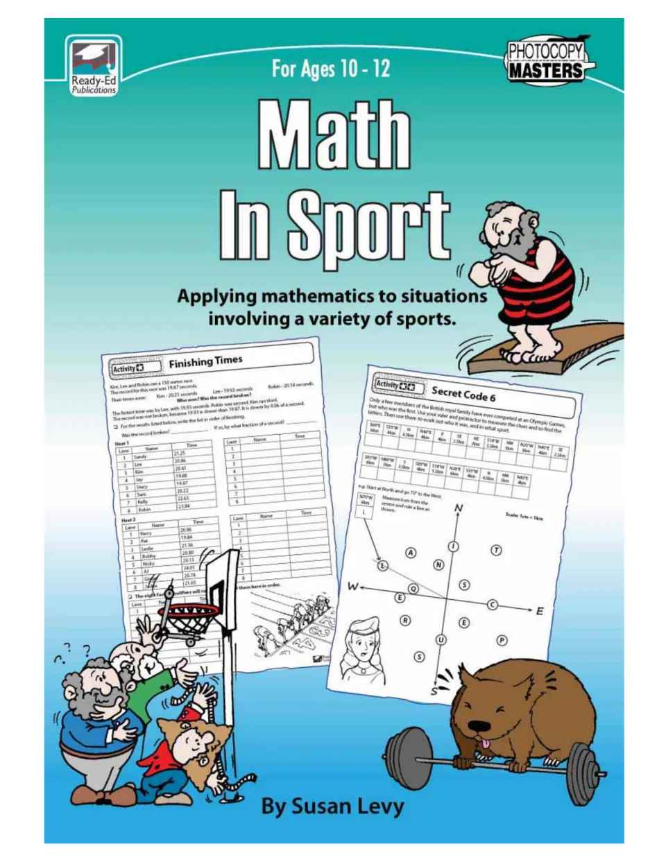 Math in Sport: Activity Book cover names Susan Levy and introduces sports-based math for ages 10–12