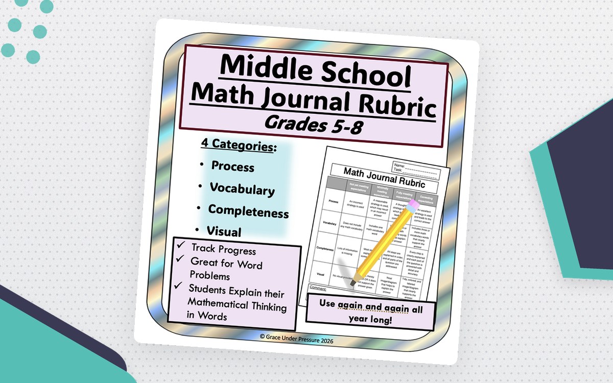 Math Journal Rubric Assess Middle School Math Word Problems & Journals preview