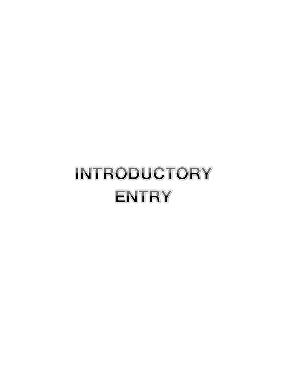 Introductory Entry section title page marking the start of the opening math journal prompt for the school year