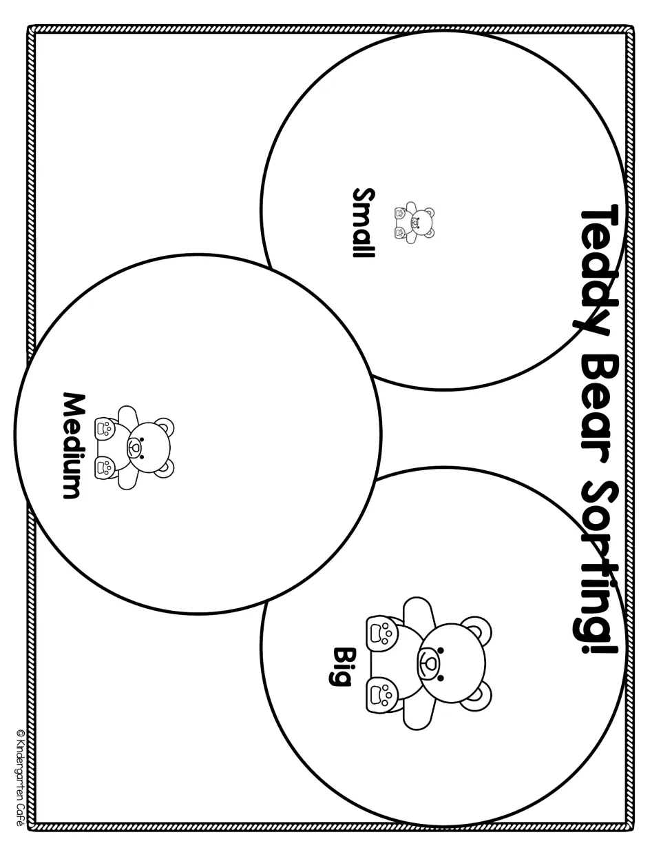 Teddy Bear Sorting by size: students sort bear counters into small, medium and big groups, each marked with a bear