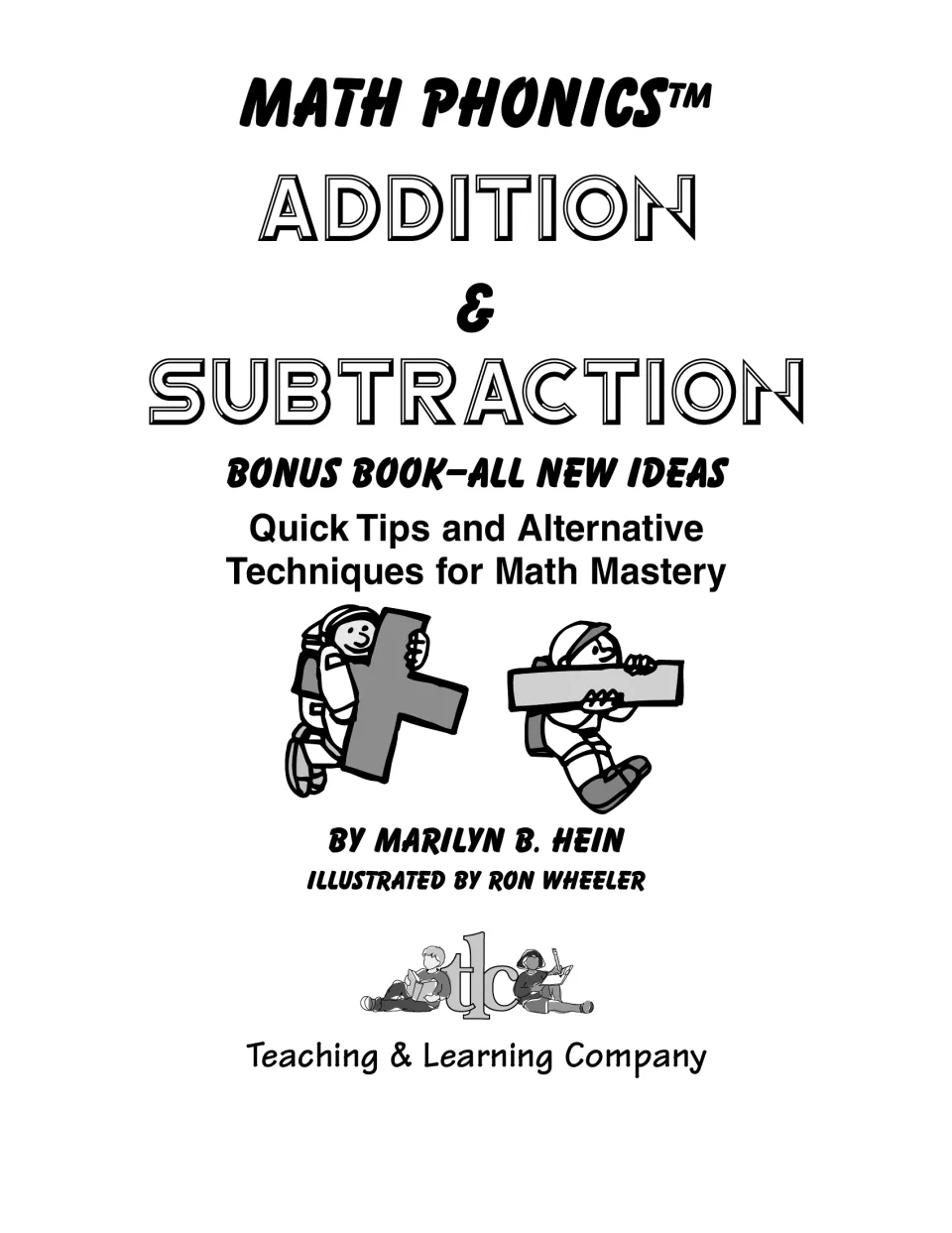 Title page: Bonus Book–All New Ideas by Marilyn B. Hein, illustrated by Ron Wheeler, showing astronauts with + and - signs