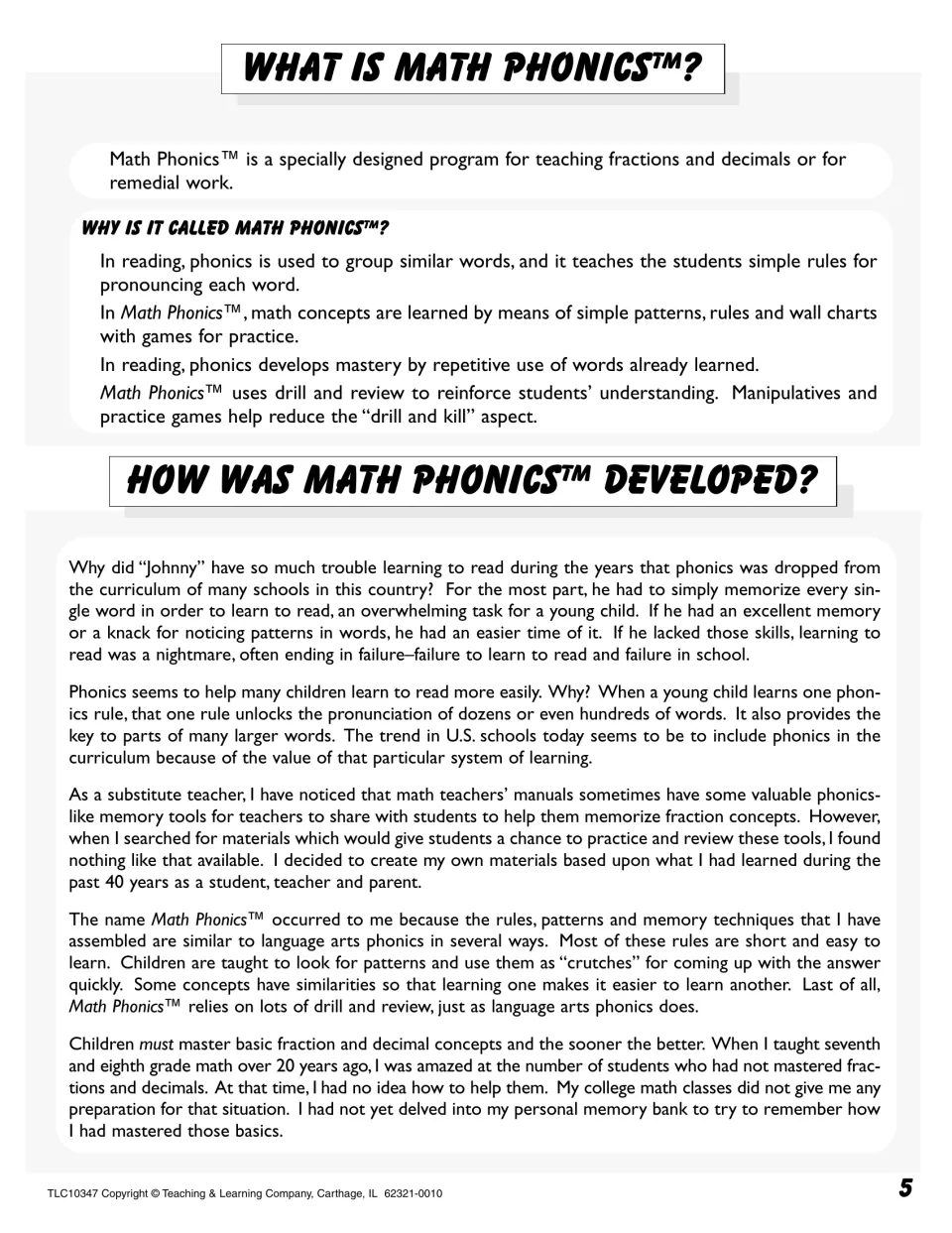 What is Math Phonics? Explained as rules, patterns, wall charts and games, like reading phonics, plus its origin story