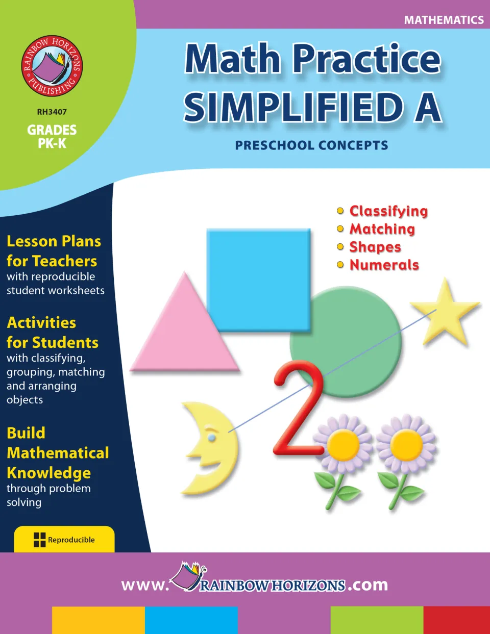 Math Practice Simplified A cover: Preschool Concepts activities in classifying, matching, shapes and numerals, Grades PK-K