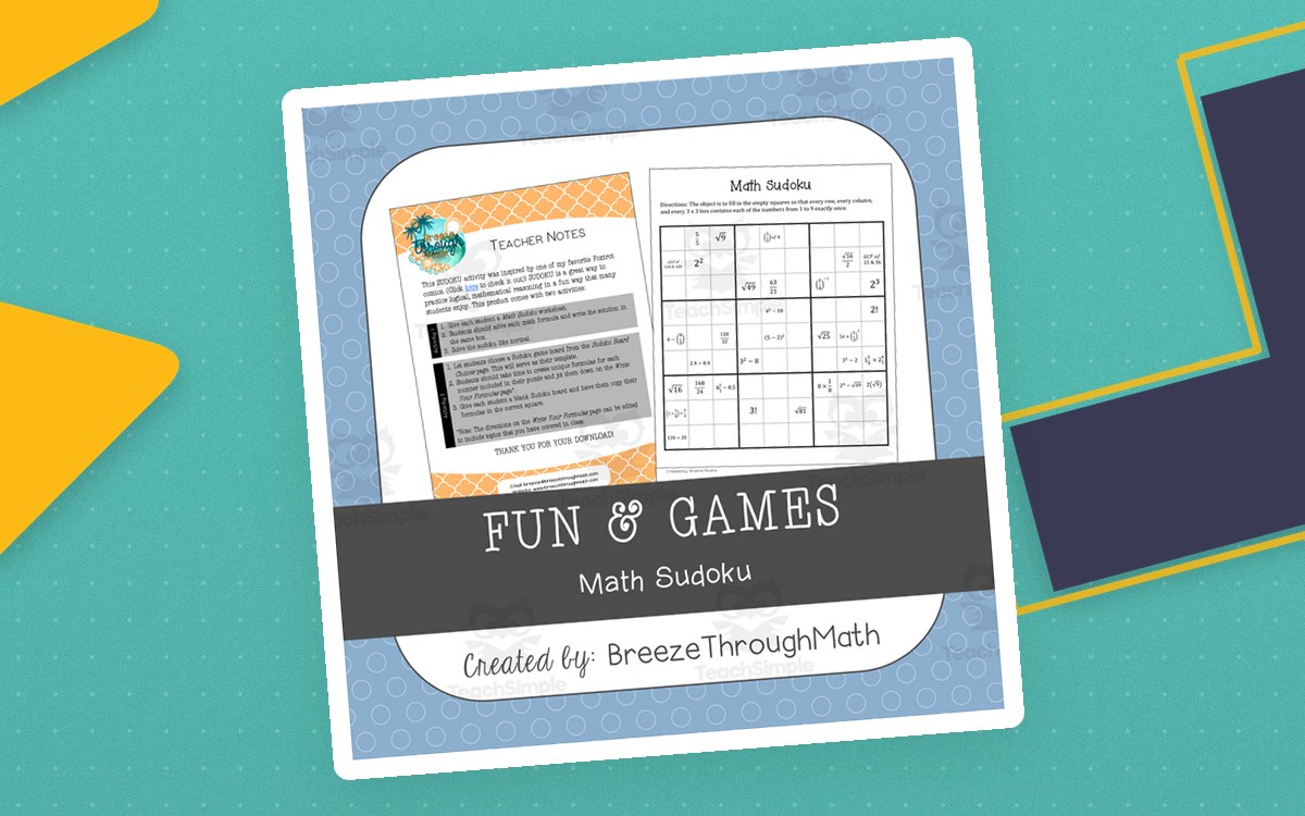Math Sudoku teaching resource preview