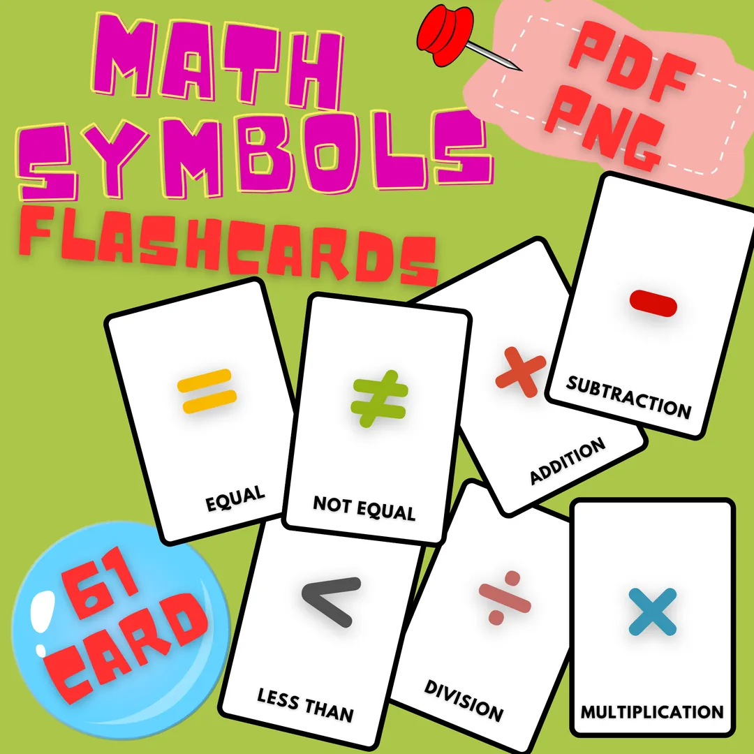 Math Symbols Flash Cards in English – cover