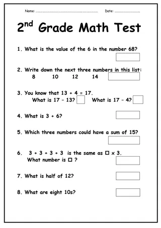 Math Test: Grade 2 – cover