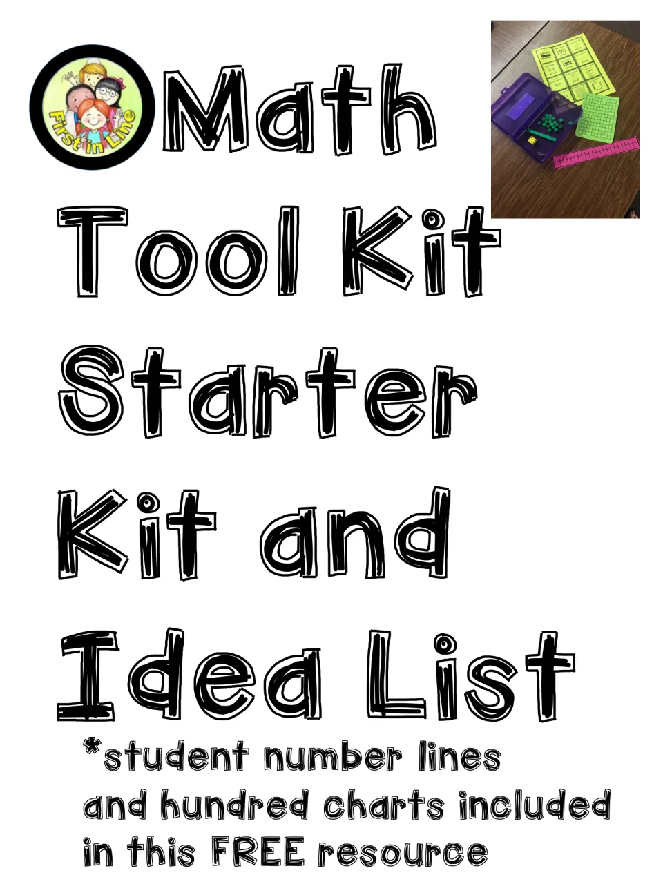 Math Tool Kit Starter Kit and Idea List cover, identifying student number lines and hundred charts inside