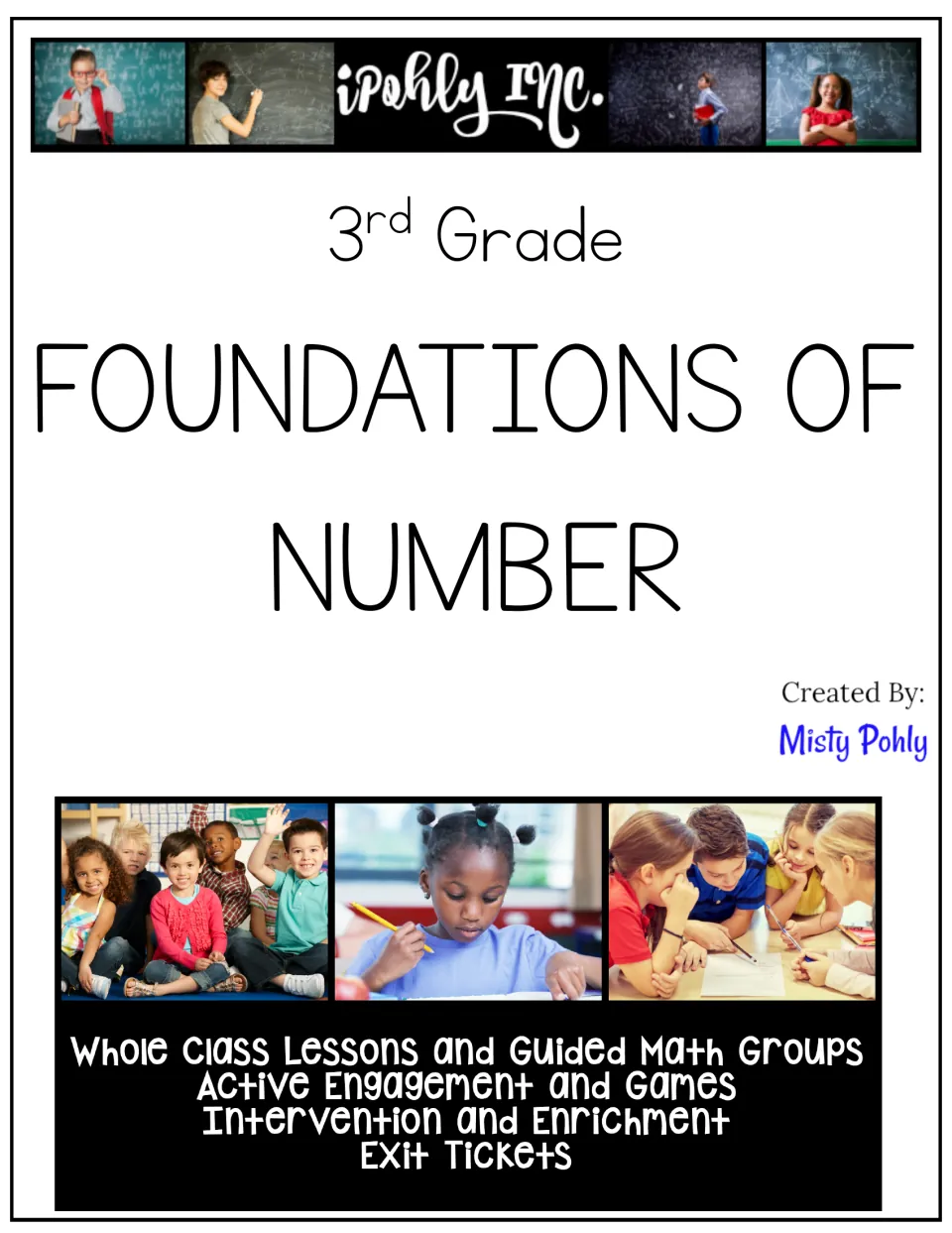 Cover of Foundations of Number for third grade, listing whole-class lessons, guided math, and exit tickets