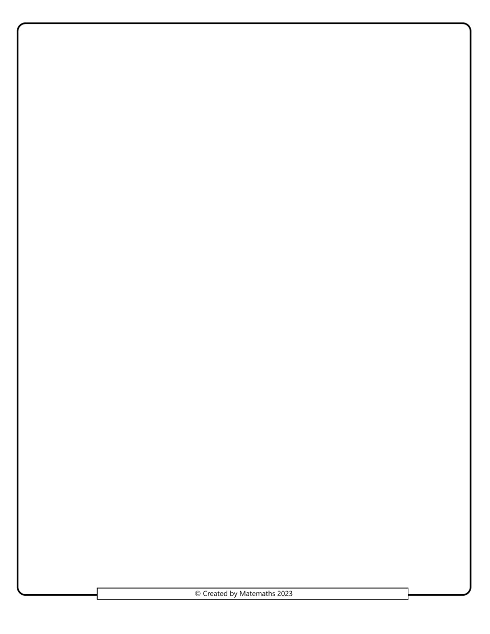 Blank page following the math vocabulary word search, showing only a Created by Matemaths 2023 notice