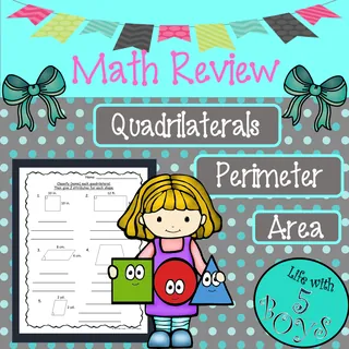 Math Worksheets for Quadrilaterals l Perimeter l Area – cover