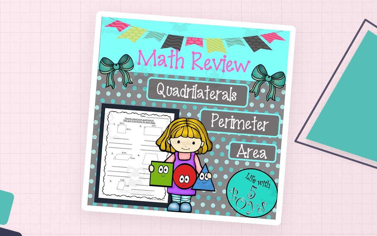 Math Worksheets for Quadrilaterals l Perimeter l Area teaching resource preview
