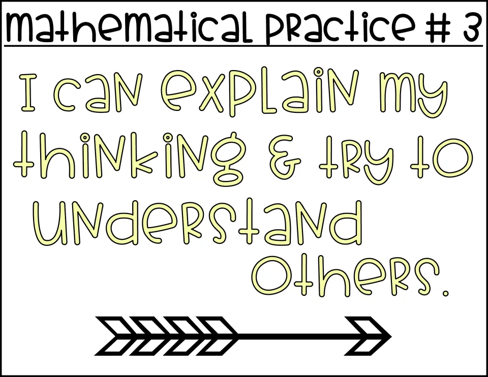 Math practice poster 3 of eight: “I can explain my thinking & try to understand others.”