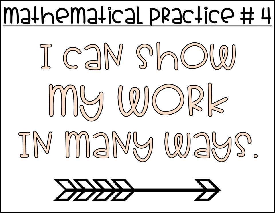 Math practice poster 4 of eight for classroom display: “I can show my work in many ways.”