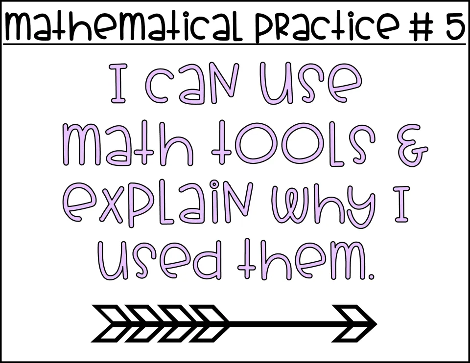 Math practice poster 5 of eight: “I can use math tools & explain why I used them.”