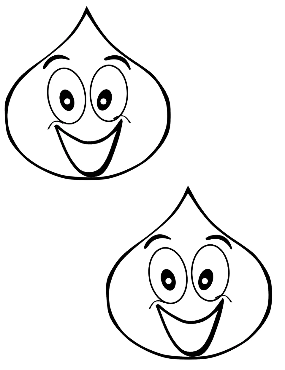 Mobile body pieces: two smiling water drop faces that students cut out as the center of each liquid mobile