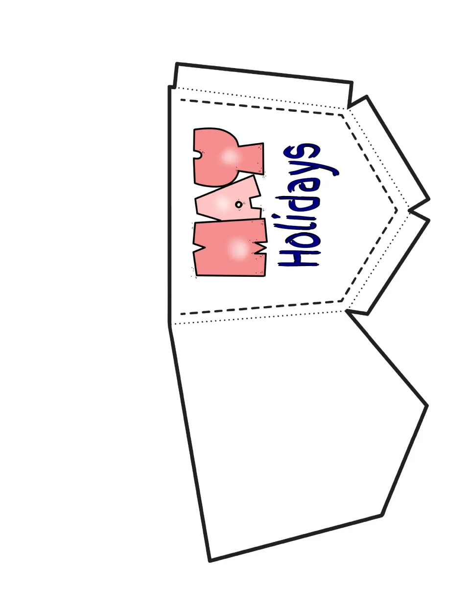 Pocket template to cut out and fold, with the 'May Holidays' title on the front and fold-back tabs for gluing