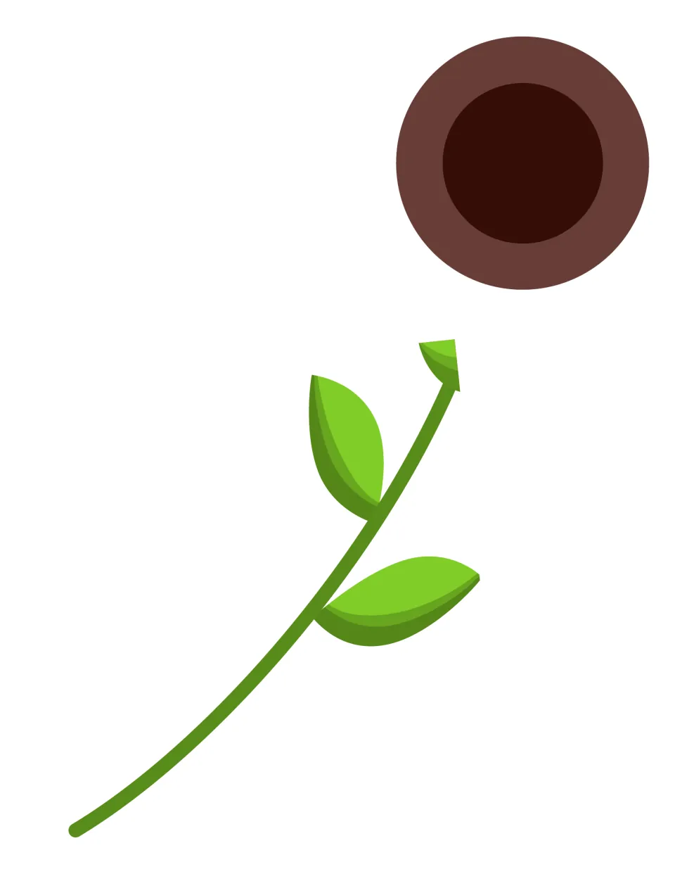 Flower cut-out pieces: a brown center circle and a green stem with leaves for the class to earn and assemble