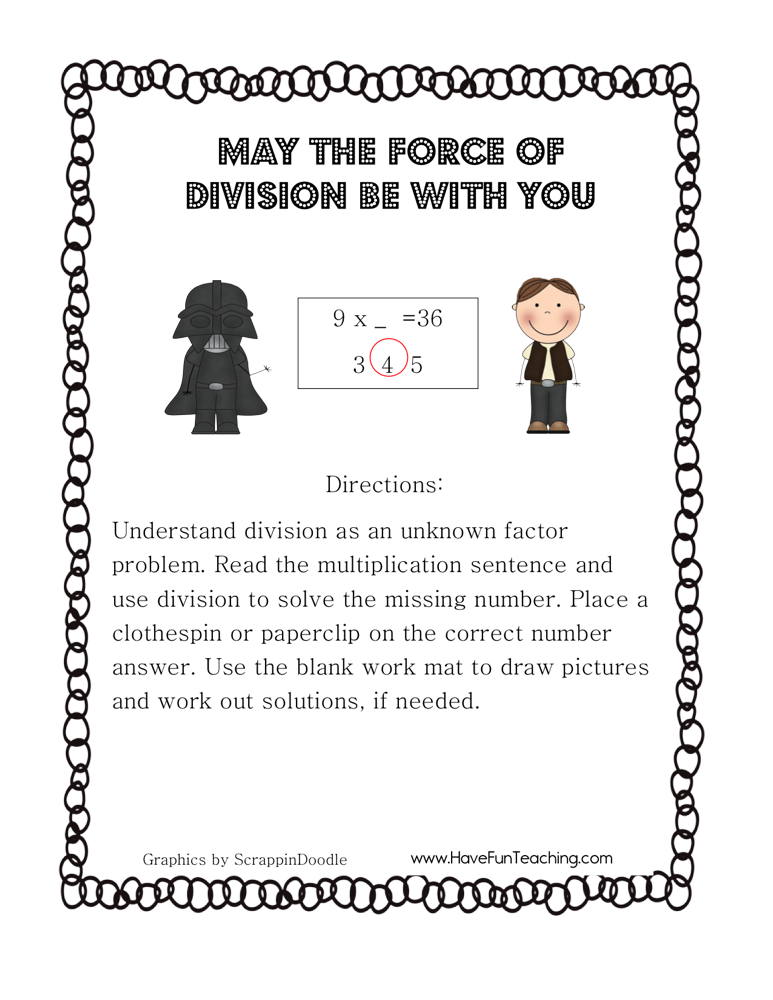 May the Force of Division Be With You Activity teaching resource preview
