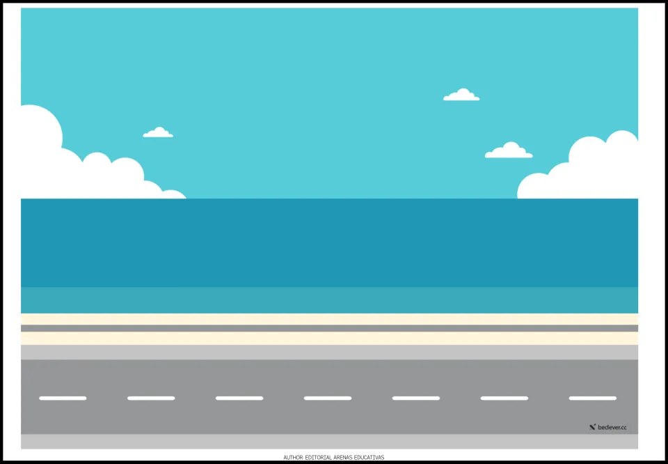 Blank transportation scene showing sky, water, and a road, corresponding to the resource's vehicle pictures