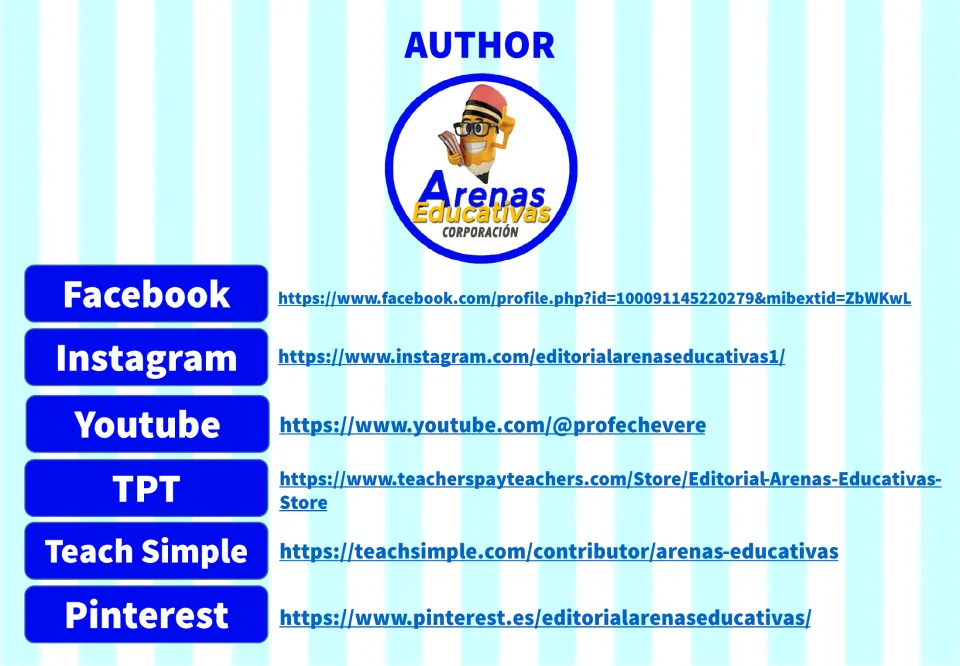 Author information page for the transportation resource, naming Arenas Educativas and listing social links