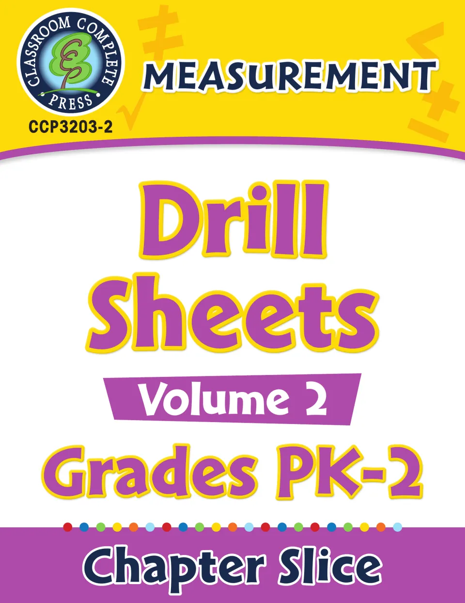 Measurement Drill Sheets Volume 2 cover, Grades PK-2, a Chapter Slice from Classroom Complete Press