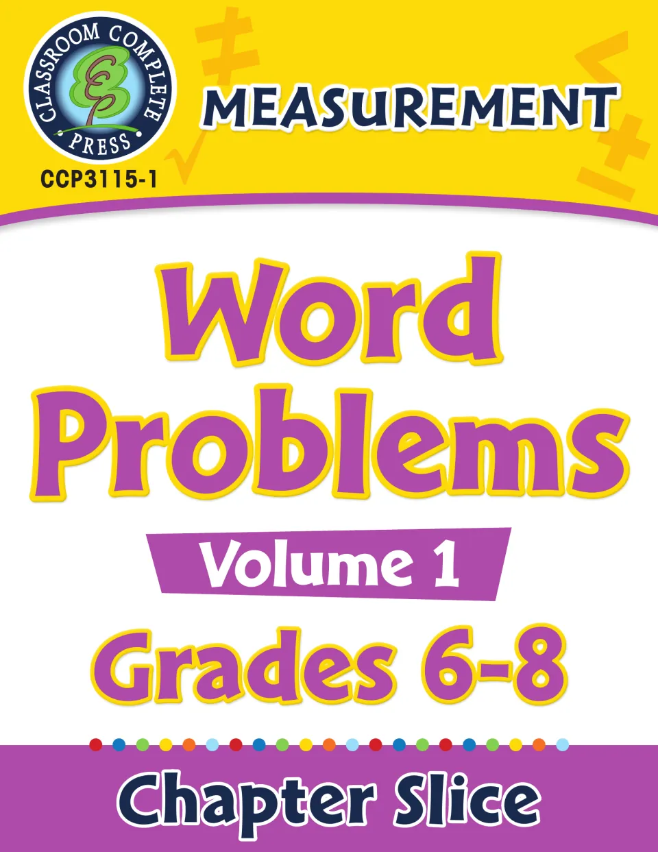 Cover for Measurement Word Problems, Volume 1, a grades 6–8 chapter slice from Classroom Complete Press