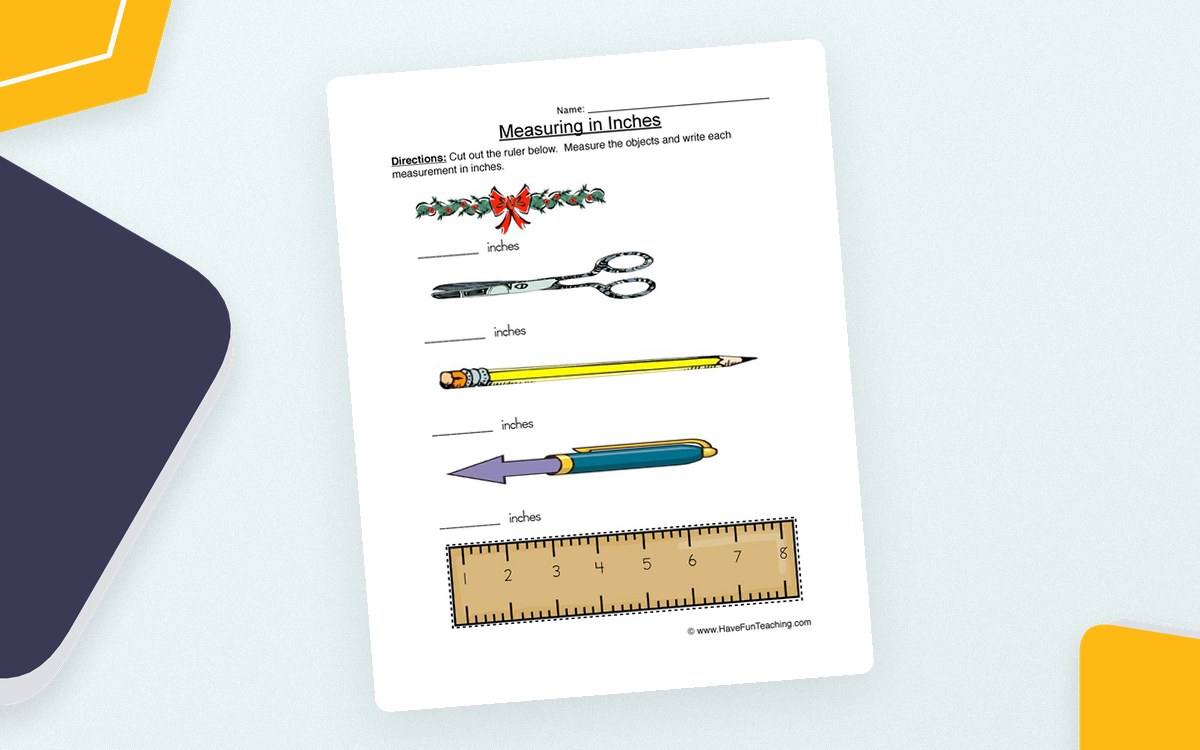 Measuring Inches Worksheet worksheet preview.