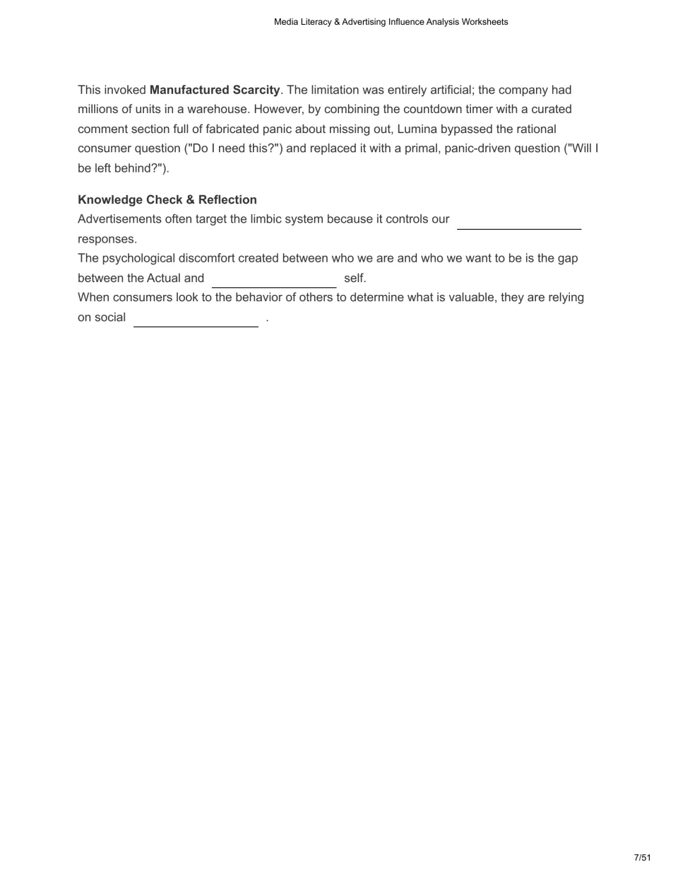 Chapter 2 continues the manufactured scarcity case study and checks emotional responses, ideal self, and social proof