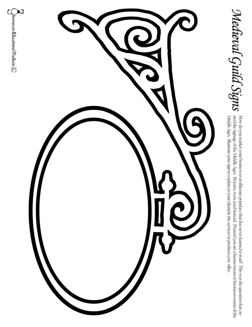 First medieval guild sign template provides an oval sign for illustrating a trade’s products or services