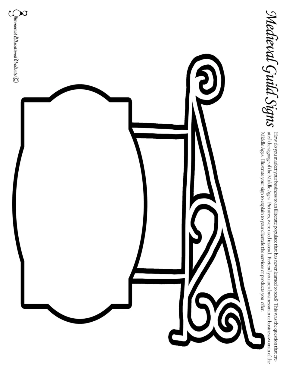 Third medieval guild sign template provides a wide curved sign for illustrating a trade without written words