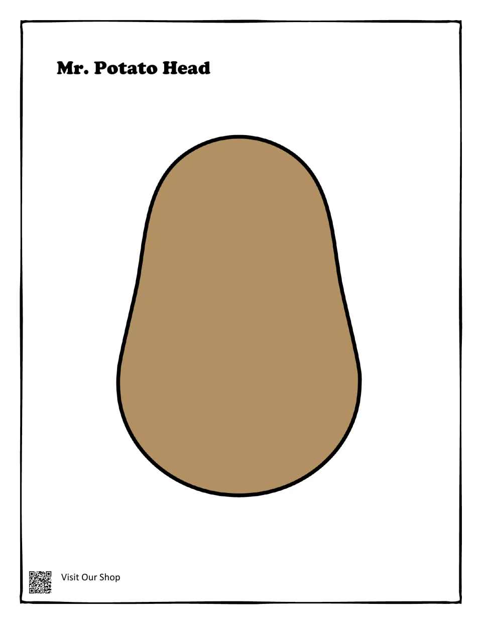 Mr. Potato Head base: a blank brown potato body where children place cut-out face and body parts to build a character
