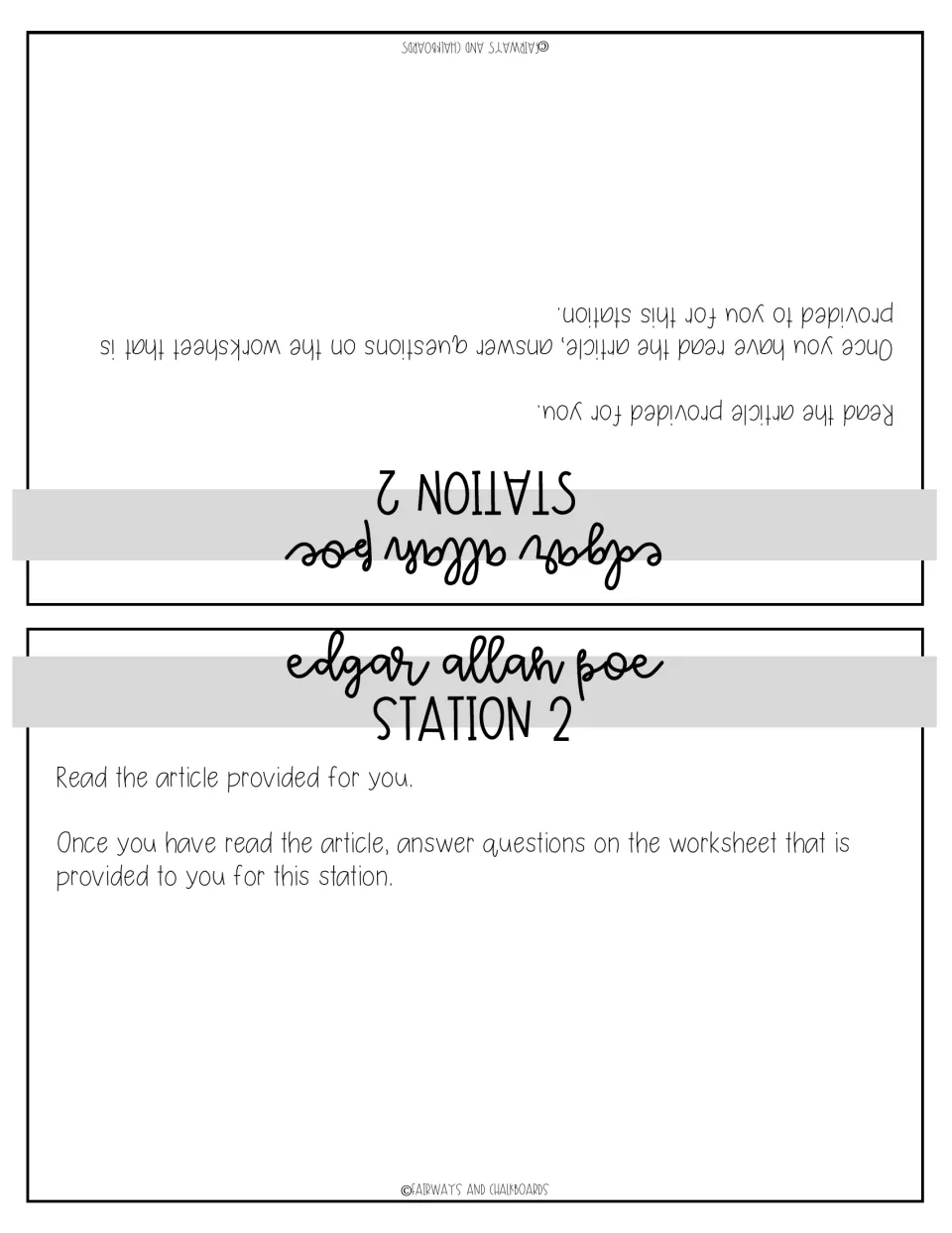 Station 2 directions, printed twice, tell students to read the article and answer the worksheet questions