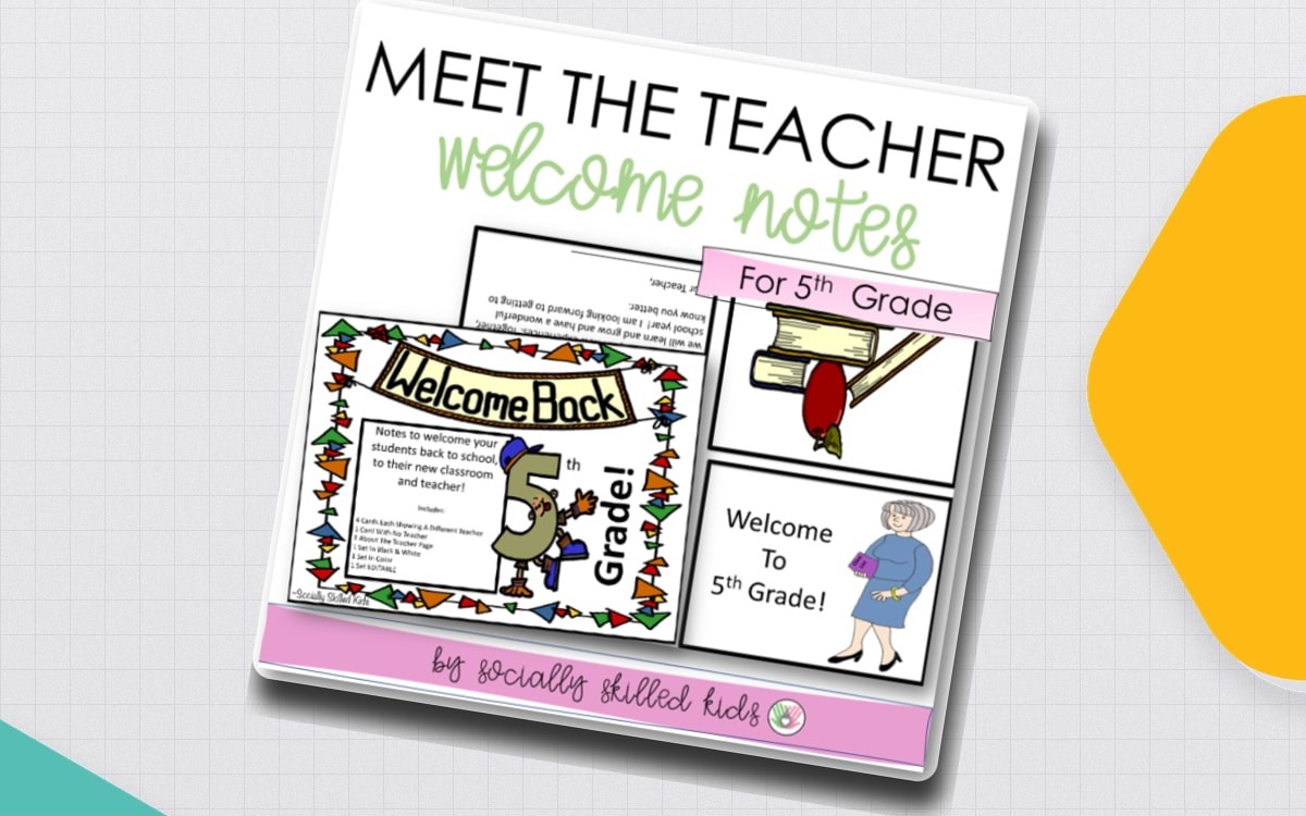 MEET THE TEACHER Welcome Notes For 5th Grade cover.