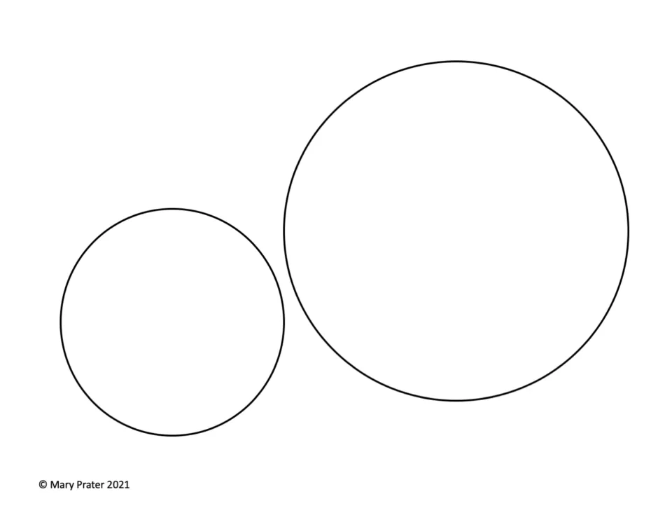 Snowman template: a medium circle for the middle layer and a small circle for the head, for children to color and cut out