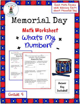 Memorial Day Math Trivia Worksheet – cover