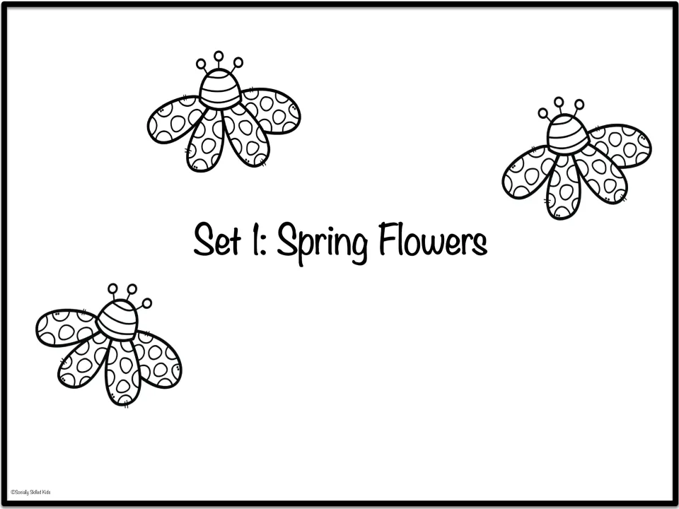 Set 1: Spring Flowers divider introducing the flower cards used in the memory and matching games