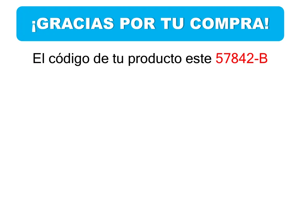 Purchase thank-you page for the Spanish animal memory game, showing the product code 57842-B
