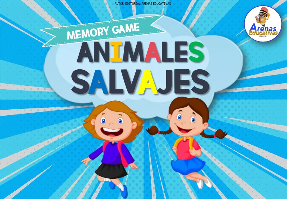 Cover of the Spanish memory game labeled “Memory Game” and “Animales Salvajes” (wild animals)
