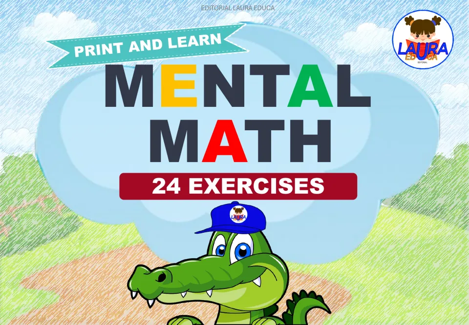 Cover of the mental math resource labeled “Print and Learn,” “Mental Math,” and “24 Exercises.”