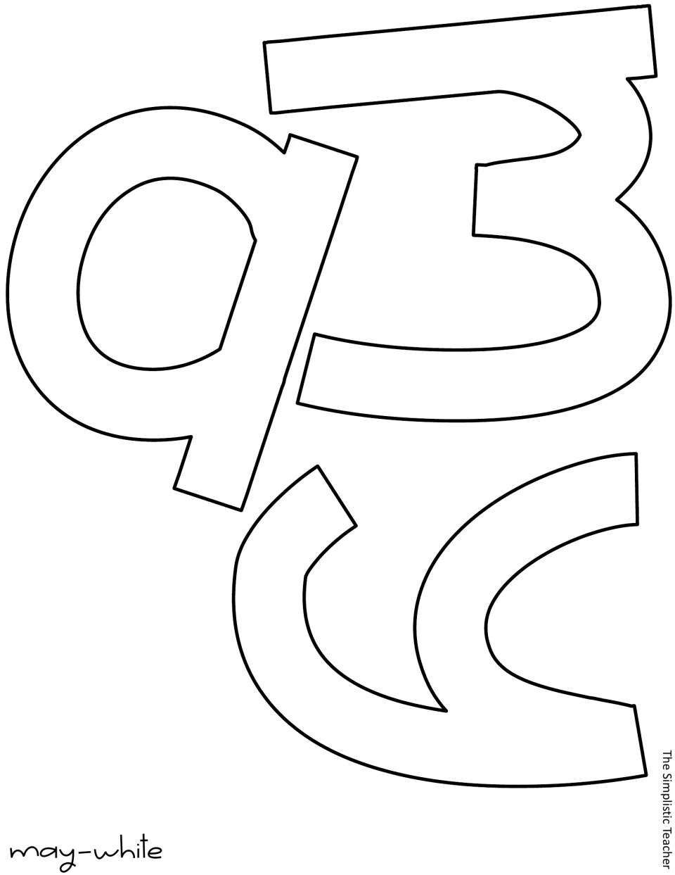 Outline letters m, a and y labeled may-white: cut-out pieces for the 'may your holidays' door phrase