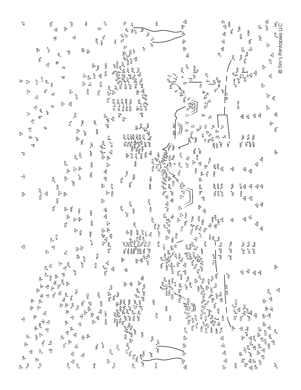 Carousel dot-to-dot puzzle with 936 numbered dots to connect, revealing horses on a merry-go-round.