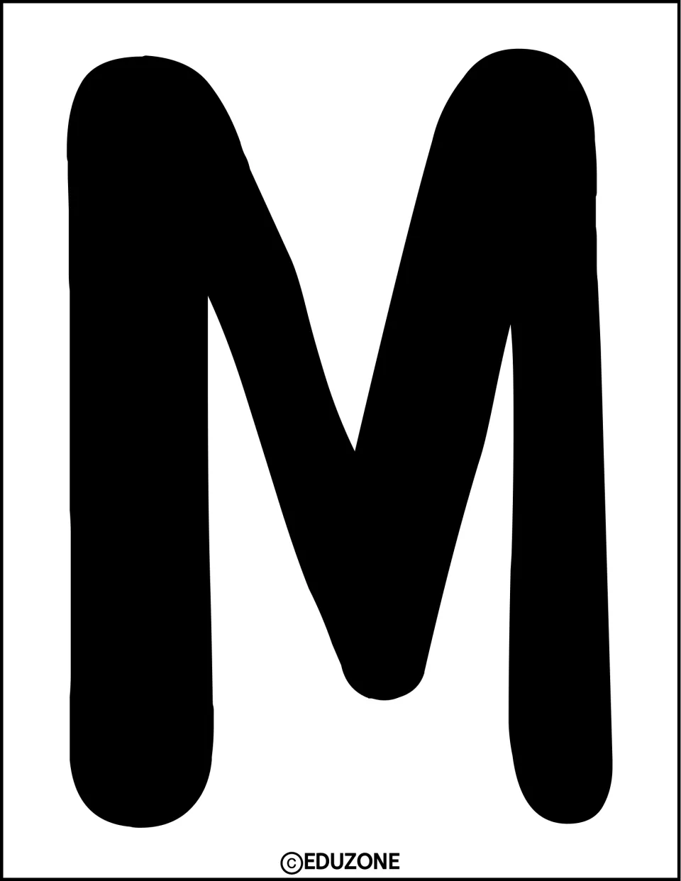 Christmas display lettering: a full-page solid black capital M template to cut out for spelling the door title