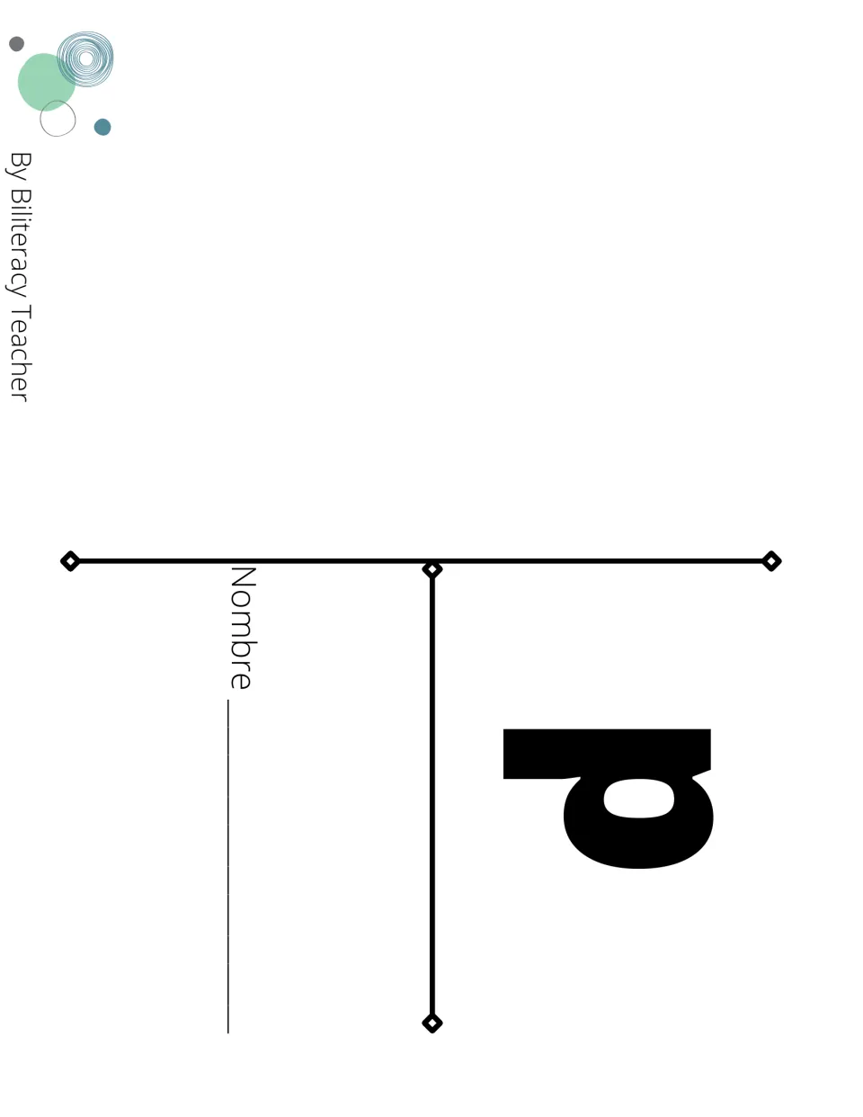 Letter p title sheet for the syllable fold cards: a large p and a Nombre line where students write their name