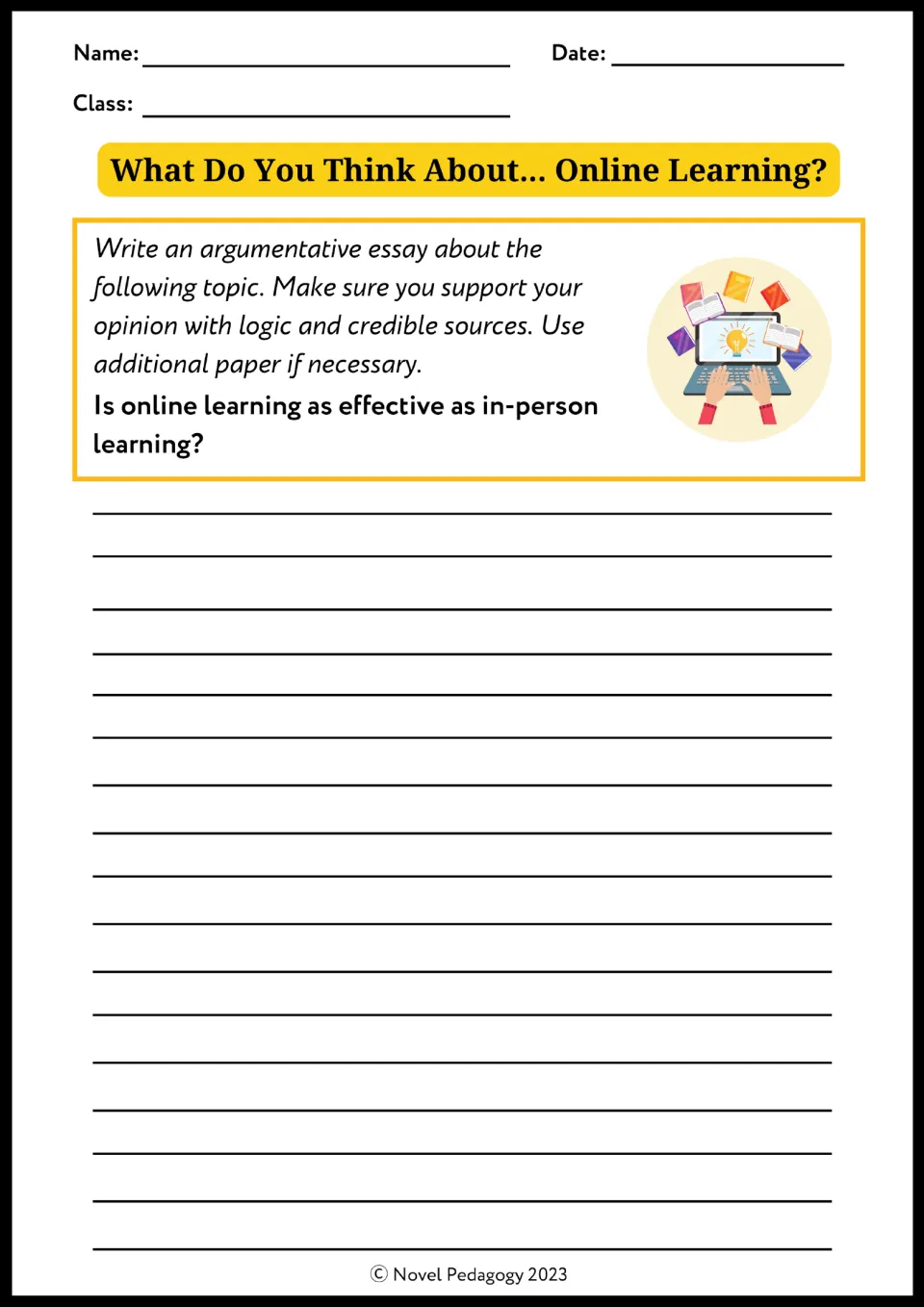 Online learning essay prompt: students argue whether online learning is as effective as in-person learning, citing sources
