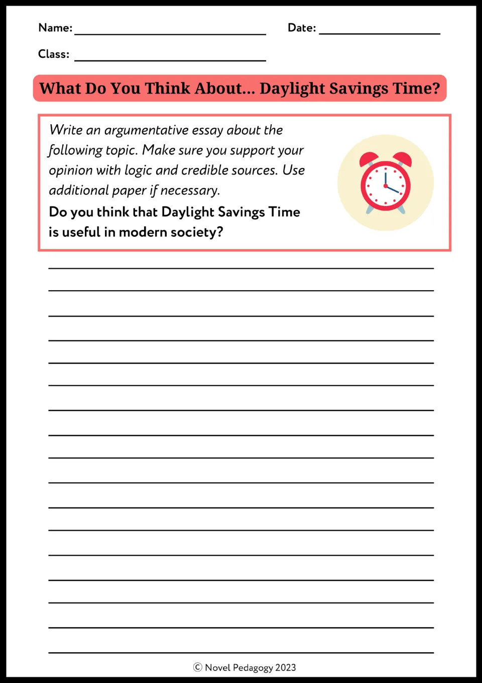Daylight Savings Time essay prompt: students argue whether Daylight Savings Time is useful in modern society