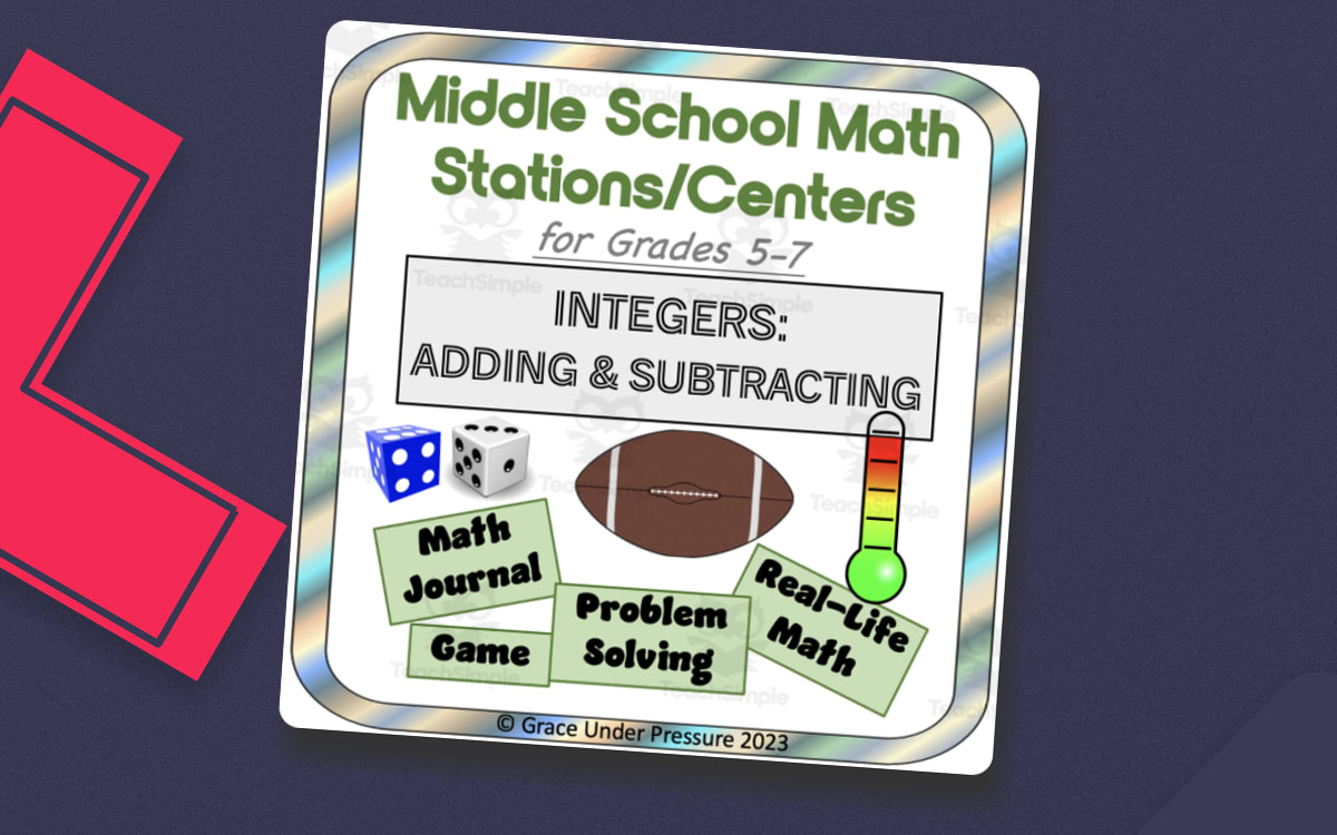Middle School Math Stations or Centers: Adding and Subtracting Integers teaching resource preview