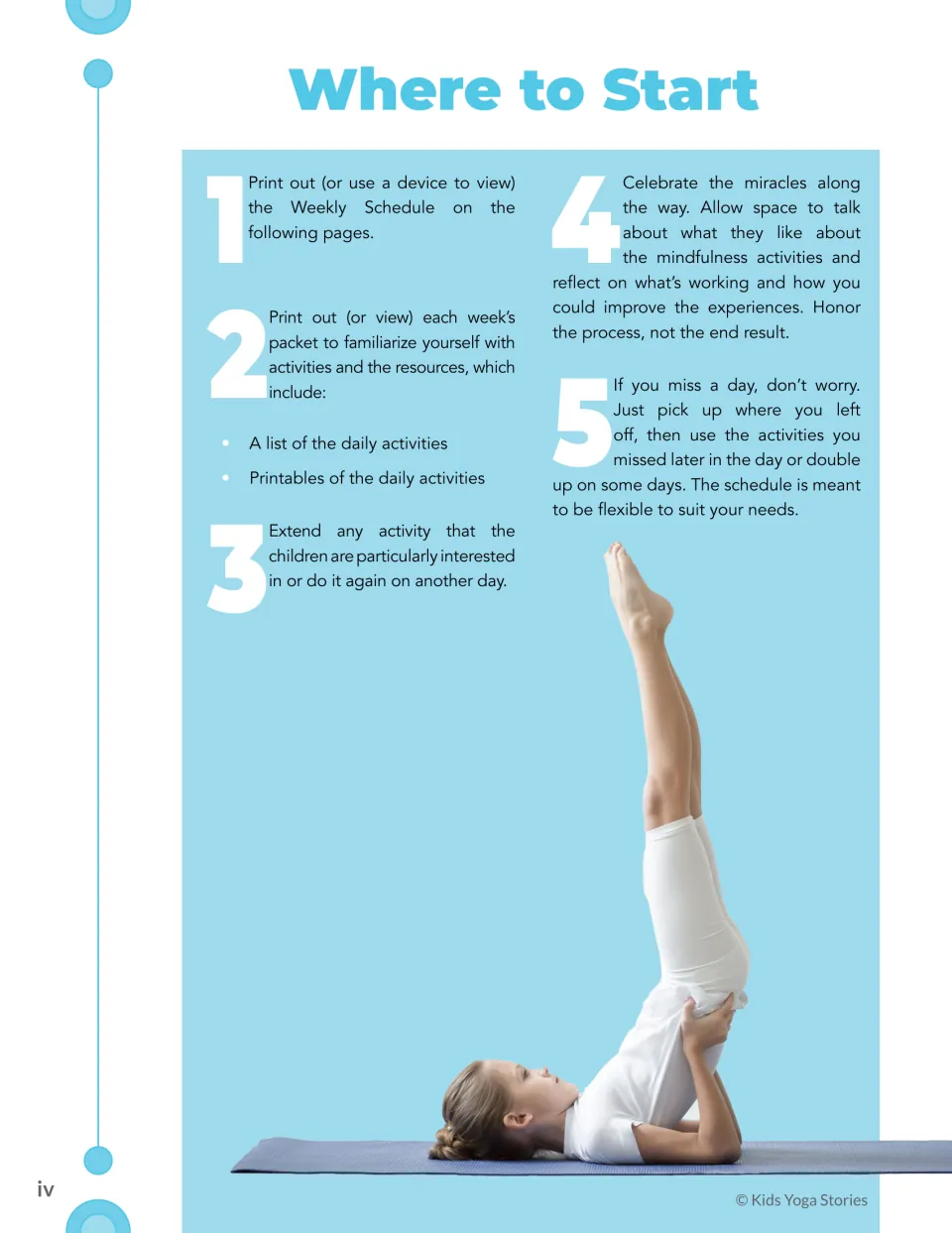 Where to Start gives five steps for using the schedule, reviewing weekly packets, and adapting activities
